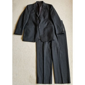 Mens Suit-TOMMY HILFIGER-gray 100% worsted wool 2-button-46R/36X30